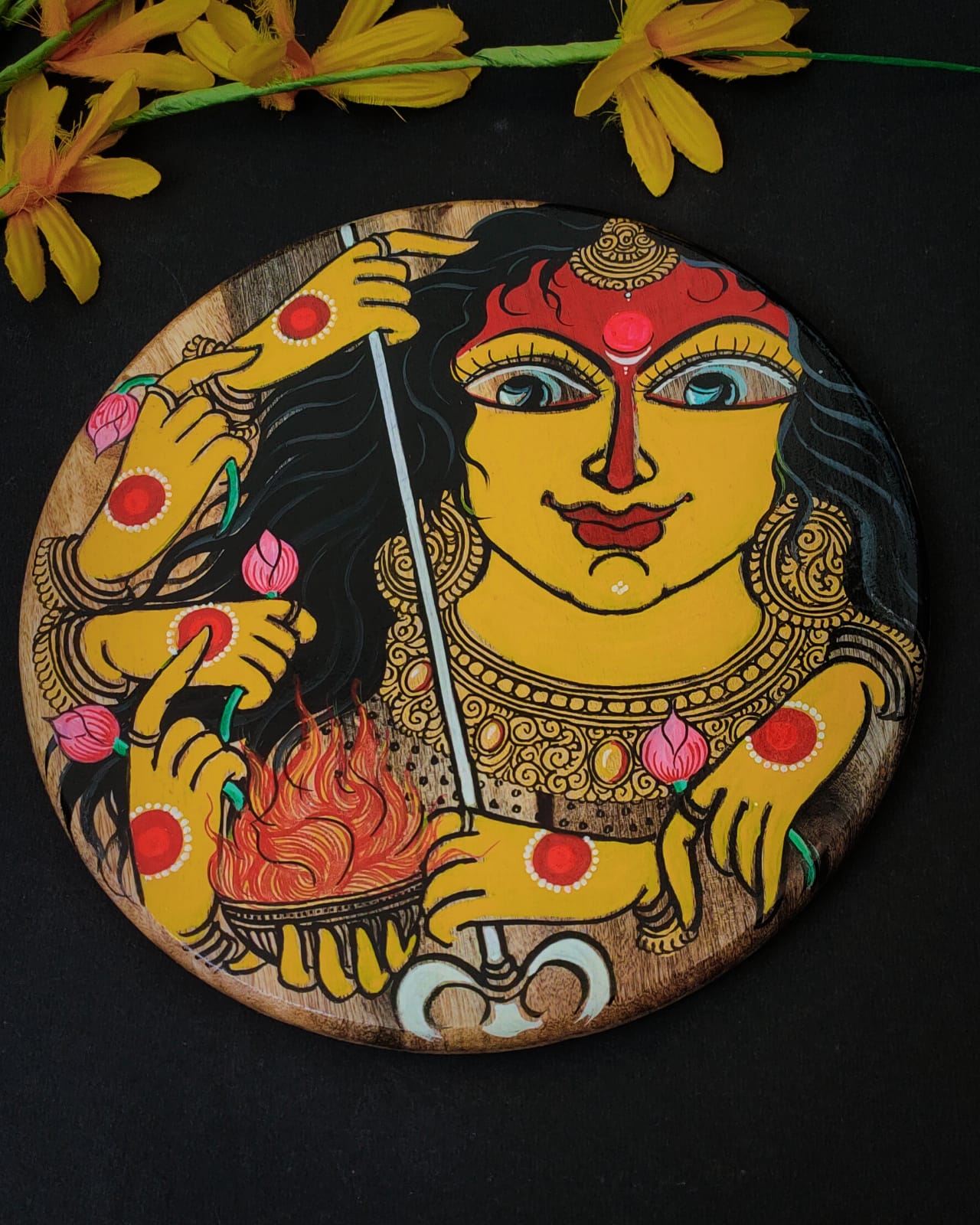 'Kans Grass and Durga ' Handpainted Wall Plate