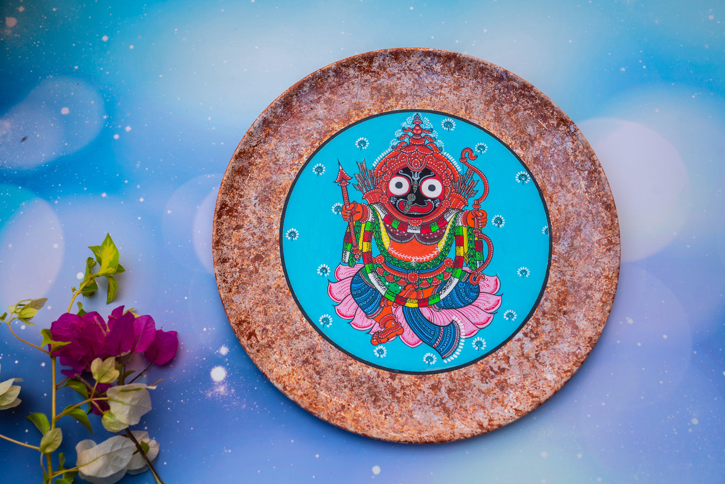 Multicolored Handpainted Jagannath traditional wall plate | Home Decor