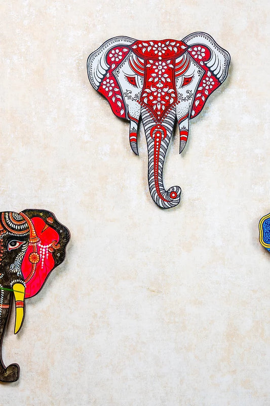 Red and White Patterned Elephant Head