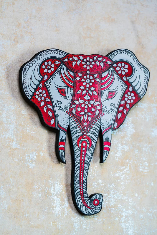 Red and White Patterned Elephant Head