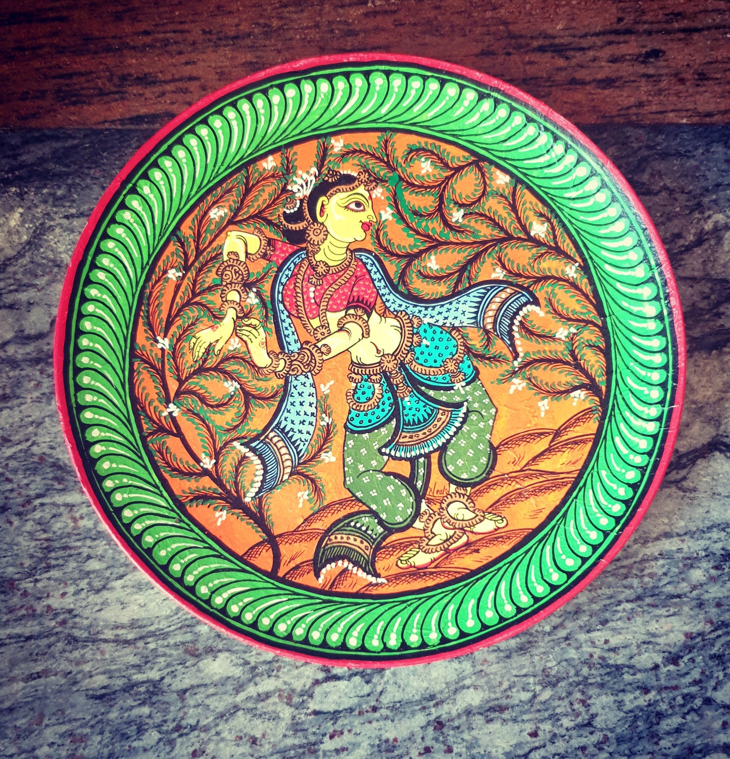 Handpainted Indian Dancer traditional wall plate