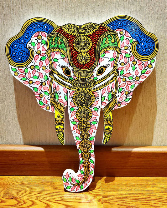 Multicolored Pattachitra Elephant Head