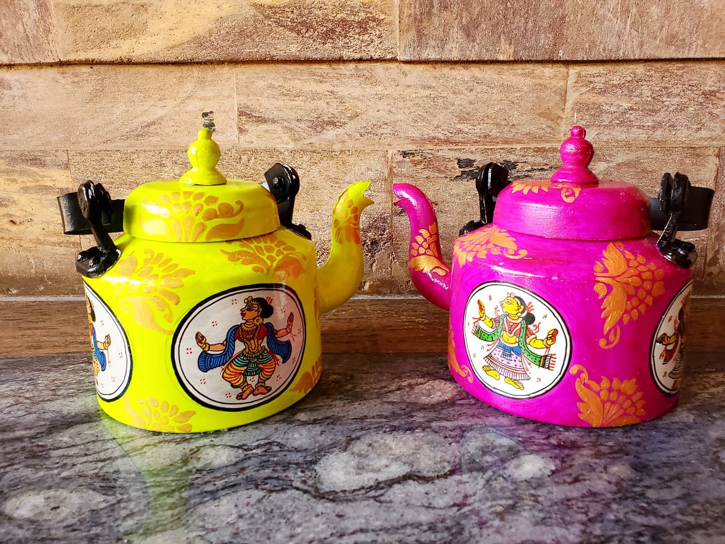 Set of 2 : Handpainted Banarasi Teapots