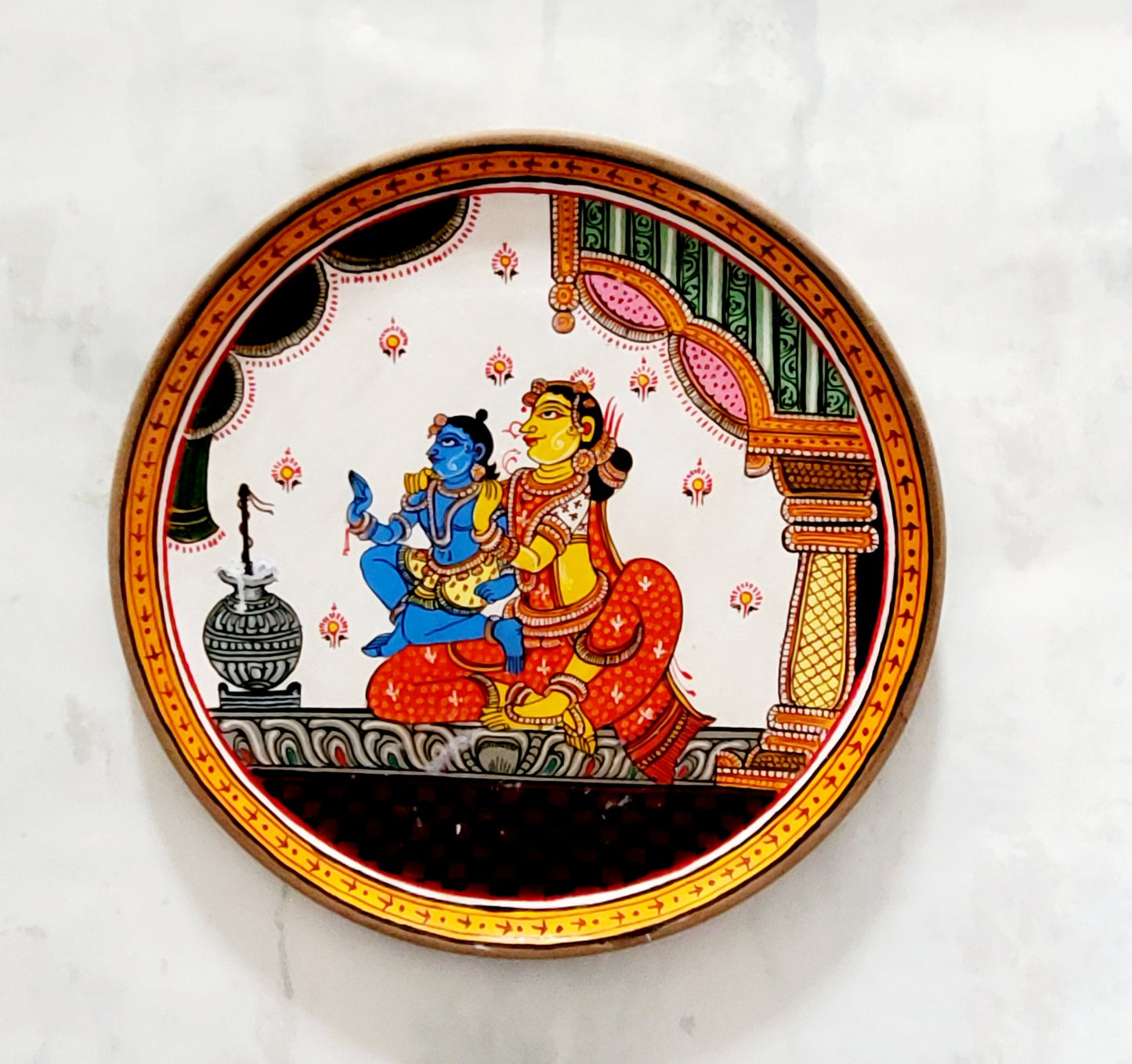Yashoda Krishna Handpainted Indian traditional wall plate