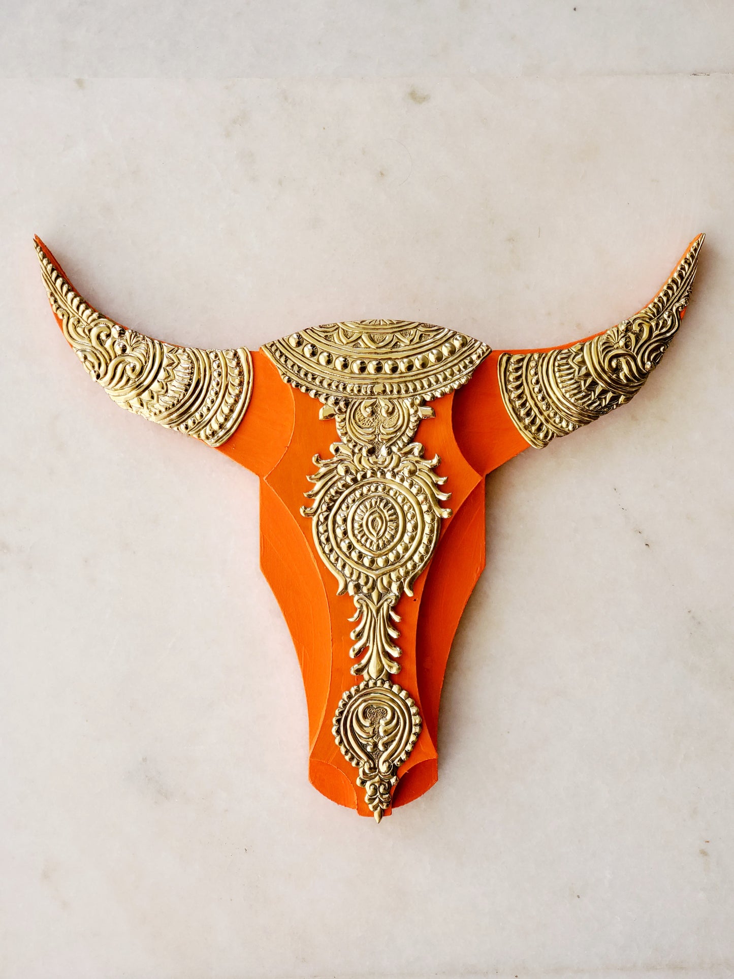 Brass accessorised Gold and Orange Bull Head