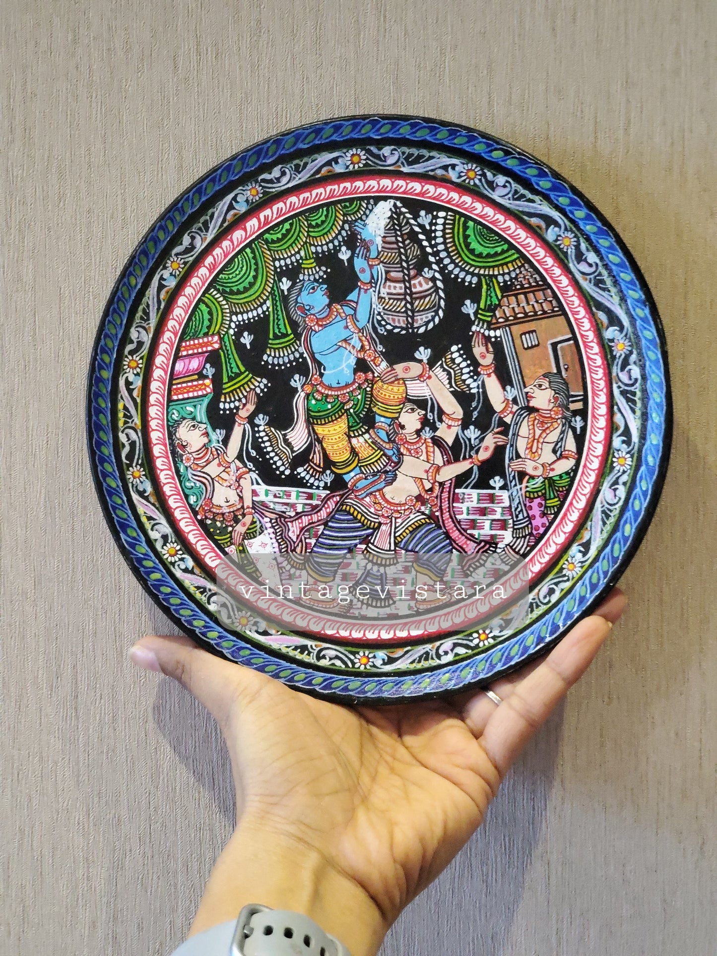 Multicolored Handpainted Matki Phod traditional wall plate