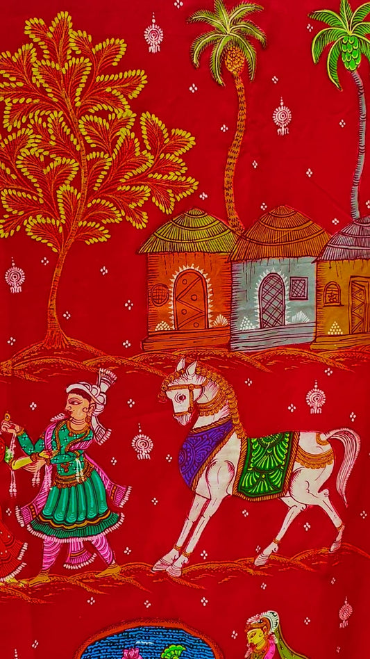 'JABAA KUSUM' Hand woven and Hand painted Cotton Saree