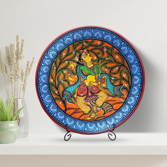 Multicolored Handpainted Indian Dancer traditional wall plate