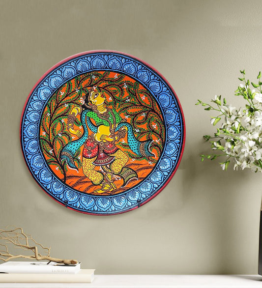 Multicolored Handpainted Indian Dancer traditional wall plate