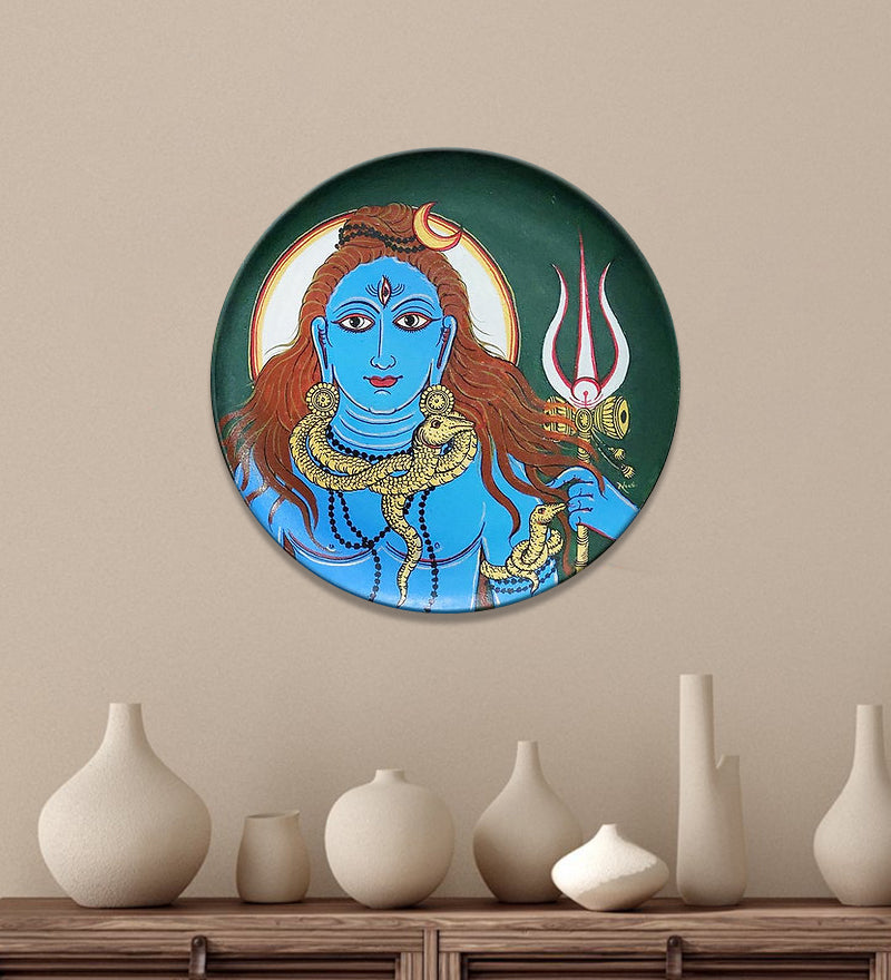 Lord Shiva Handpainted Indian traditional wall plate