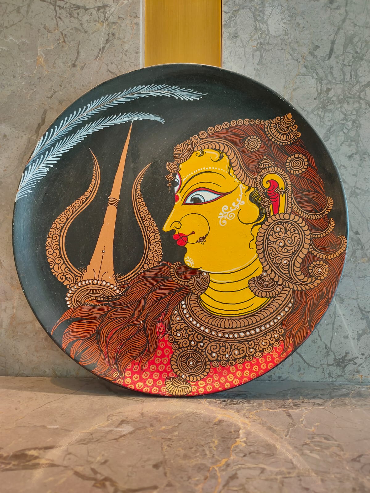 'DURGA' [Pattachitra hand painted plate wall hanging]