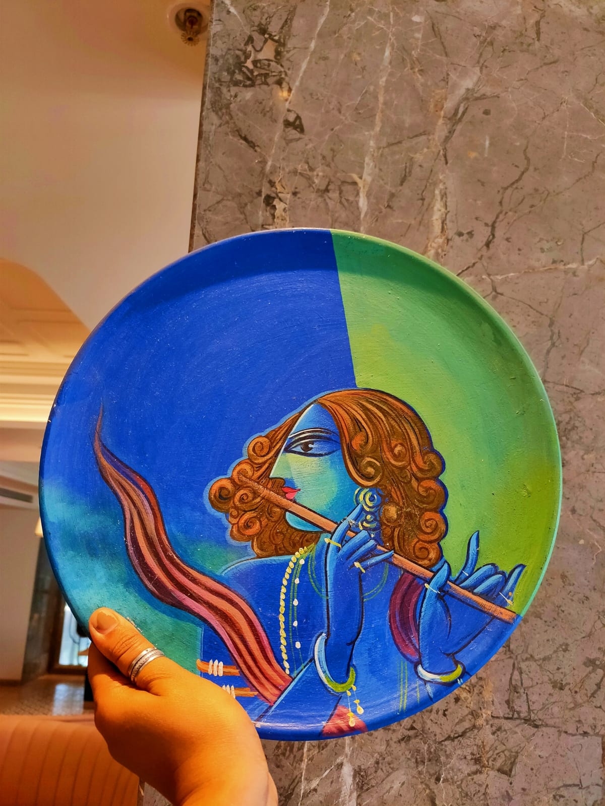 'KRISHNA'[Hand painted krishna wall hanging plate]